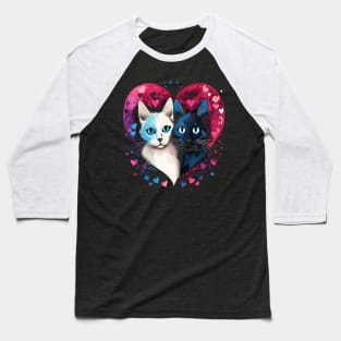 Siamese Cat Couple Valentine Baseball T-Shirt